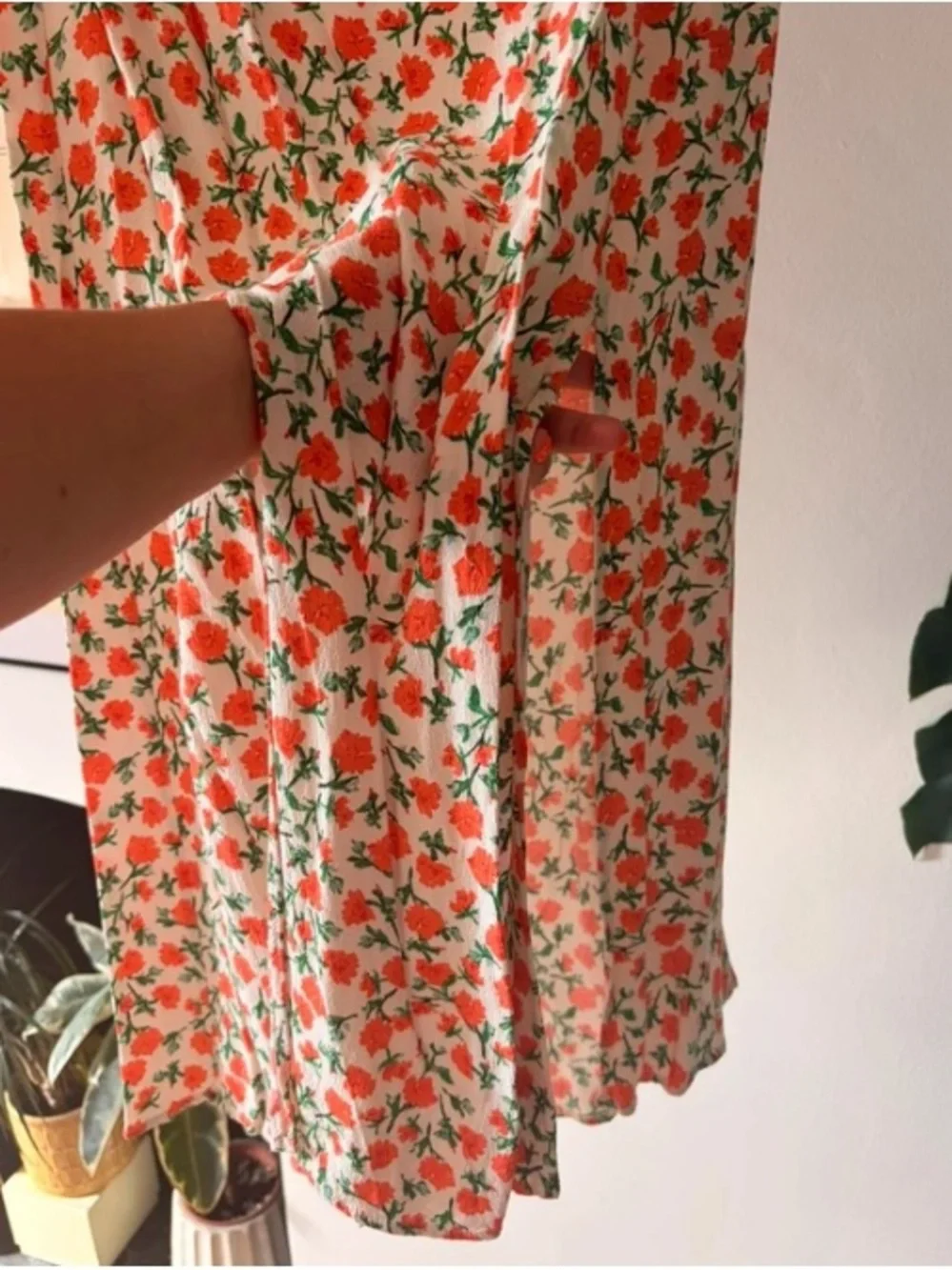 Topshop Orange Floral Maxi Skirt with Green Foliage